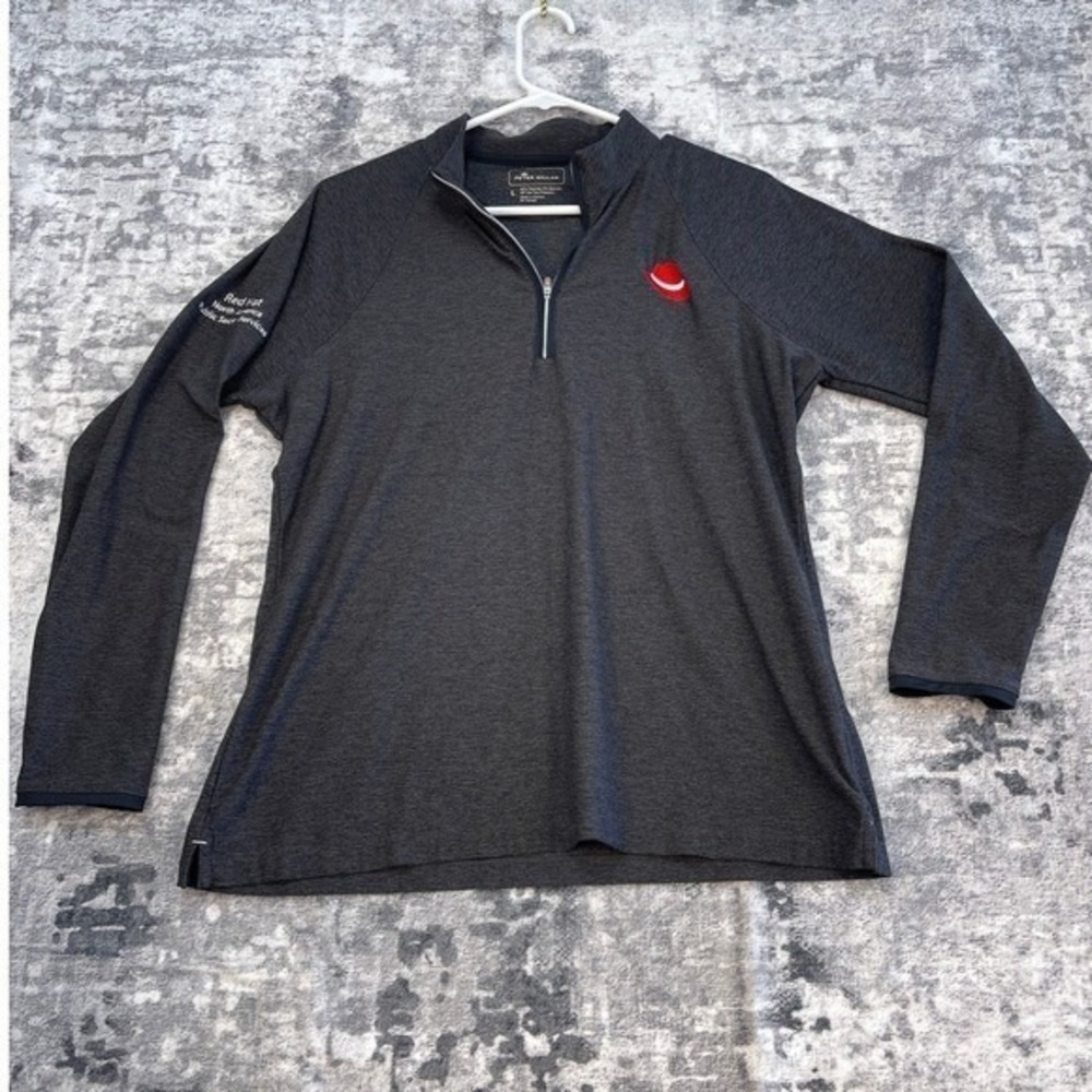Peter Millar Mens Quarter Zip Pullover Sweater Crown‎ Soft Charcoal L